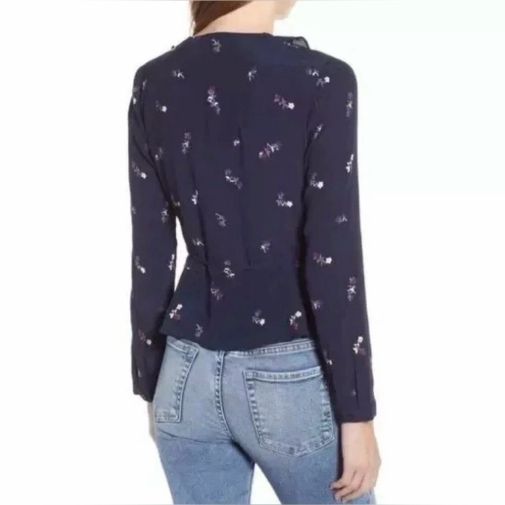 Rails Simone Chiffon Wrap Blouse in Navy Kyoto Floral (Size L) - Picture 2 of 6